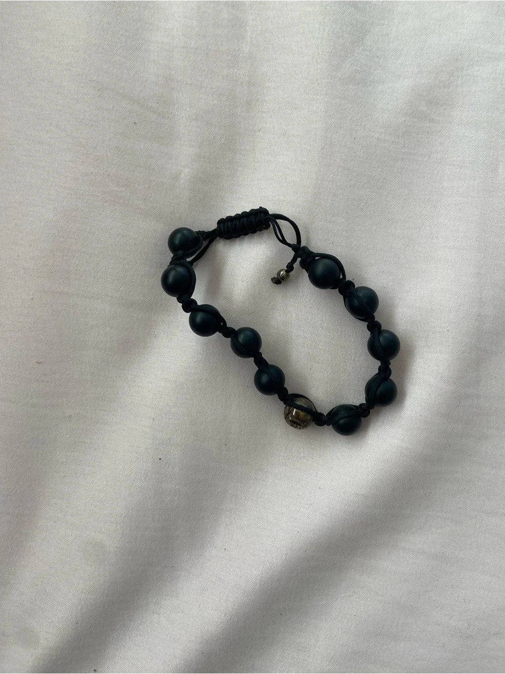 Men's Black Beaded Adjustable Bracelet